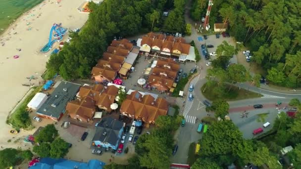Restauracje Plaża Stegna Restauracje Plaza Aerial View Poland Wysokiej Jakości — Wideo stockowe