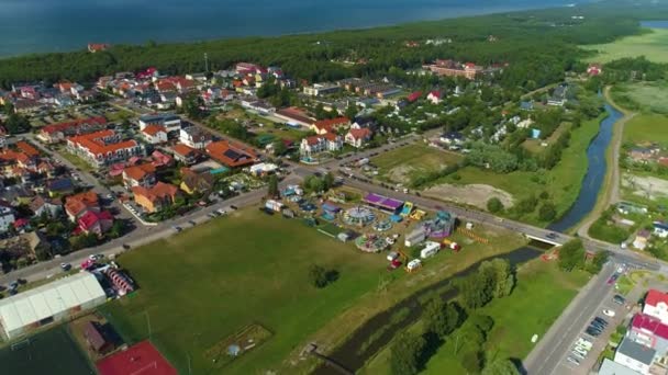 Krásná Krajina Leba Piekny Krajobraz Aerial View Polsko Vysoce Kvalitní — Stock video