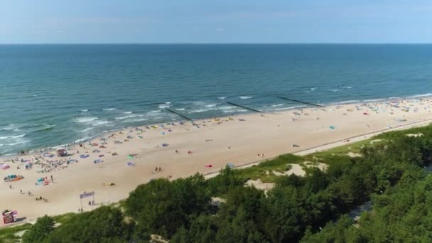 Strand Baltische Zee Rowy Plaza Morze Baltyckie Luchtfoto View Polen — Stockvideo