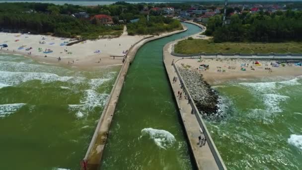 Port Bałtyk Rowy Morze Bałtyckie Widok Lotu Ptaka Polska Wysokiej — Wideo stockowe