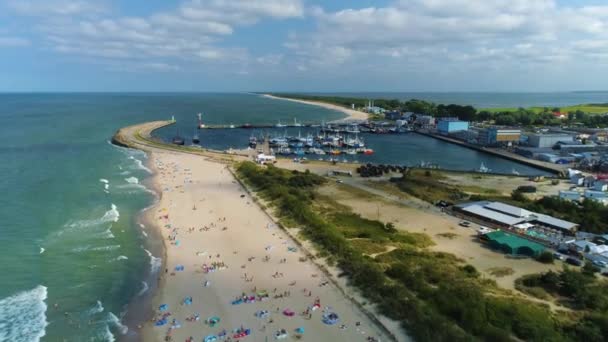 Panorama Vacker Port Wladyslawowo Flygfoto Polen Högkvalitativ Film — Stockvideo