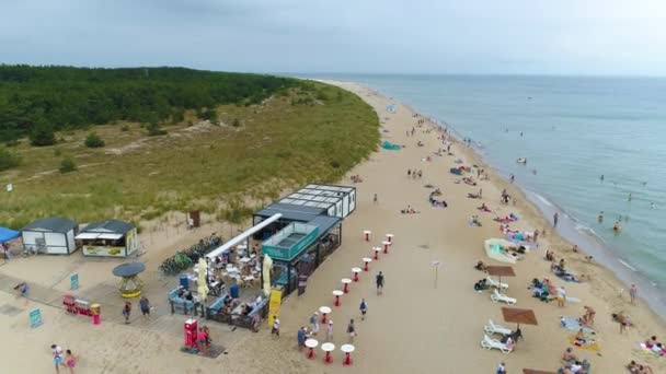 Playa Mar Báltico Hel Plaza Morze Vista Aérea Polonia Imágenes — Vídeos de Stock