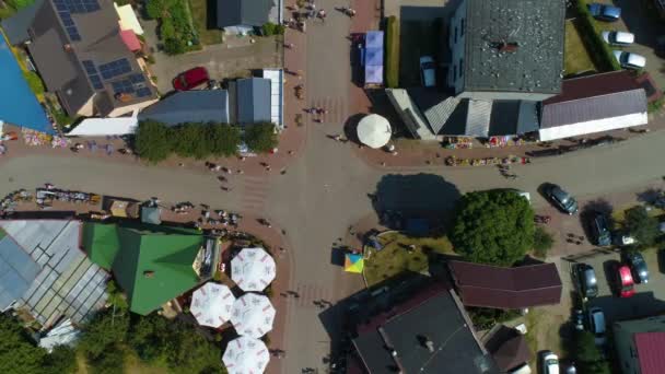 Top Downtown Souvenir Shops Rowy Sklepiki Centrum Aerial View Poland — стокове відео