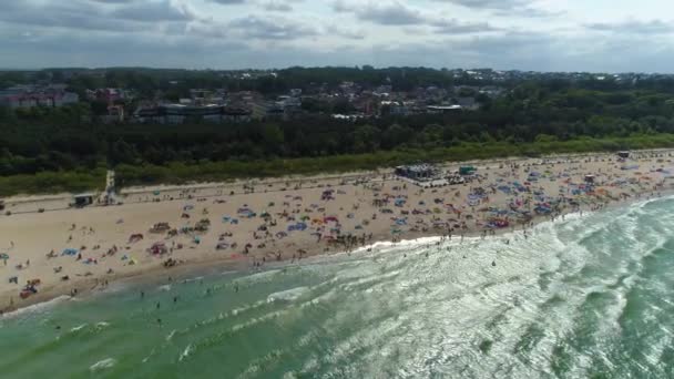 Strand Baltic Sea Wladyslawowo Plaza Morze Flygfoto Polen Högkvalitativ Film — Stockvideo