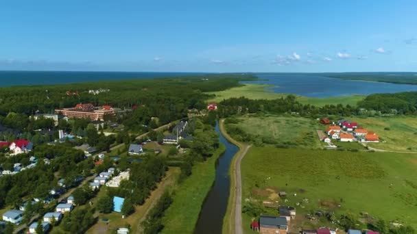 Όμορφη Λίμνη Τοπίου Sarbsko Leba Piekny Krajobraz Aerial View Poland — Αρχείο Βίντεο