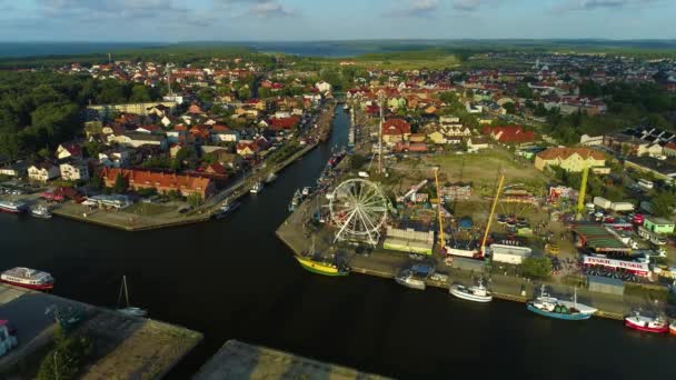 Piękny Port Krajobrazowy Leba Piekny Krajobraz Widok Lotu Ptaka Polska — Wideo stockowe
