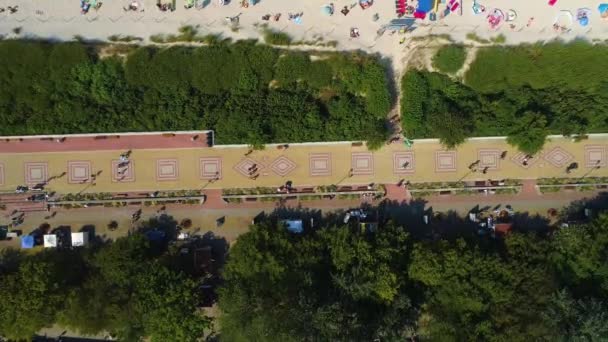 Top Seaside Promenade Ustka Promenada Nadmorska Luftaufnahme Polen Hochwertiges Filmmaterial — Stockvideo