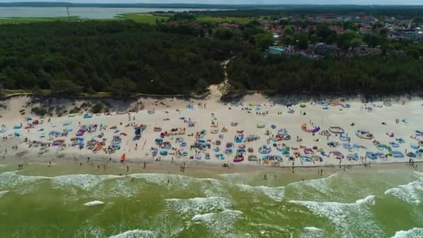 Playa Mar Báltico Rowy Plaza Morze Baltyckie Vista Aérea Polonia — Vídeos de Stock