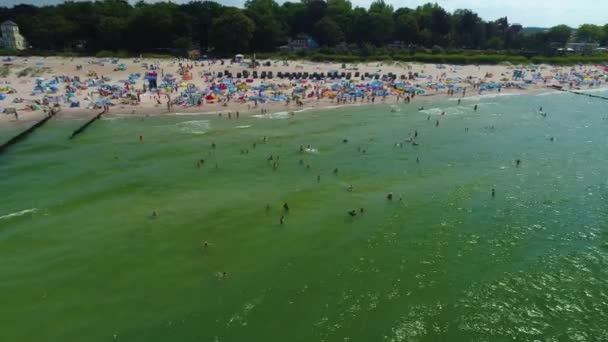 Strand Ostsee Ustka Plaza Morze Baltyckie Luftaufnahme Polen Hochwertiges Filmmaterial — Stockvideo