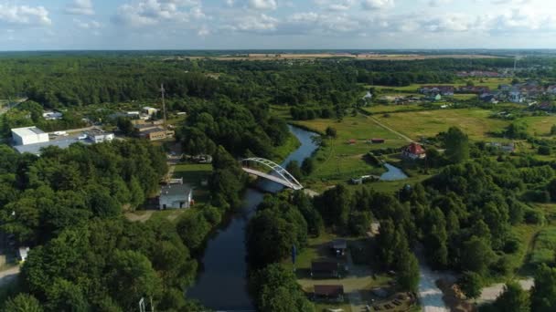 Güzel Peyzaj Köprüsü Ustka Piekny Krajobraz Hava Görüntüsü Polonya Yüksek — Stok video