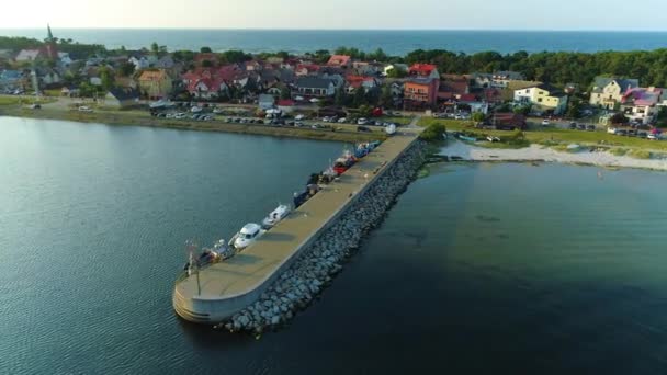 Λιμάνι Στην Kuznica Port Morski Aerial View Poland Υψηλής Ποιότητας — Αρχείο Βίντεο