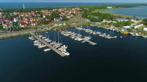 Hamnen Jastarnia Port Morski Flygfoto Polen Högkvalitativ Film — Stockvideo