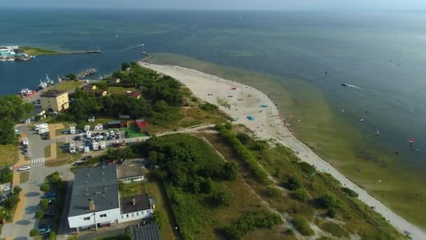 在Jastarnia Plaza Zatoka Aerial View Poland海滩 高质量的4K镜头 — 图库视频影像