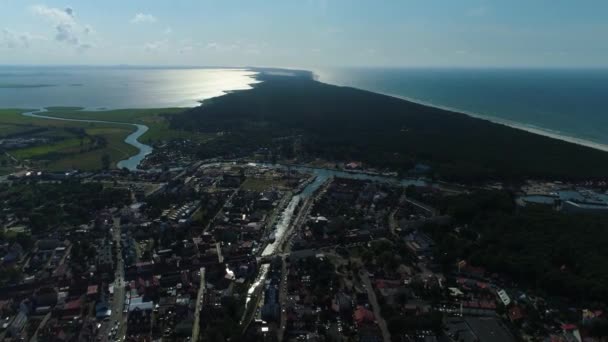 Krásná Krajina Leba Piekny Krajobraz Aerial View Polsko Vysoce Kvalitní — Stock video