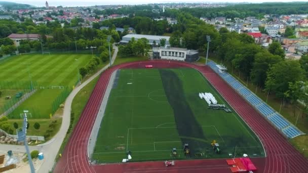 Stade Athlétisme Wladyslawowo Stadion Vue Aérienne Pologne Images Haute Qualité — Video