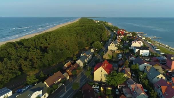 Prachtige Landschapshuizen Kuznica Piekny Krajobraz Domy Aerial View Polen Hoge — Stockvideo