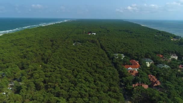 Όμορφο Τοπίο Δάσος Jurata Krajobraz Las Aerial View Πολωνία Υψηλής — Αρχείο Βίντεο