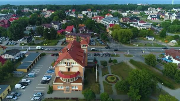 Center Council Jastarnia Urzad Miasta Aerial View Polen Hoge Kwaliteit — Stockvideo