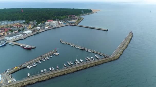 Panorama Port Hel Port Widok Lotu Ptaka Polska Wysokiej Jakości — Wideo stockowe