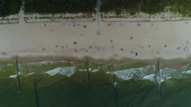 Top Beach Baltské Moře Chalupy Plaza Morze Aerial View Polsko — Stock video