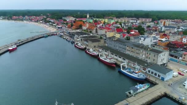 Panorama Harbor Hel Port Vista Aérea Polônia Imagens Alta Qualidade — Vídeo de Stock
