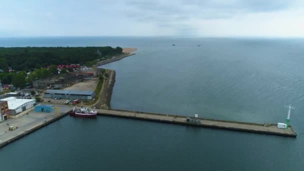 Panorama Plaża Port Hel Plaza Widok Lotu Ptaka Polska Wysokiej — Wideo stockowe