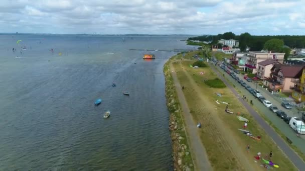 Beautiful Bay Landscape Chalupy Zatoka Krajobraz Aerial View Poland Vysoce — Stock video