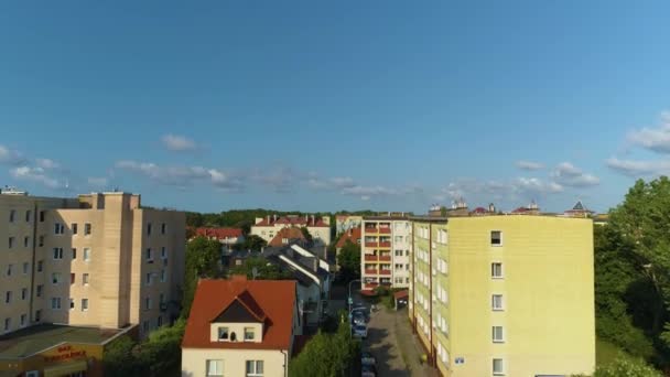 Siedlung Ustka Osiedle Bloki Luftaufnahme Polen Hochwertiges Filmmaterial — Stockvideo