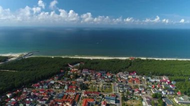 Güzel manzara Leba Piekny Krajobraz Hava Manzarası Polonya. Yüksek kalite 4k görüntü