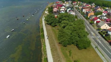 Promenade Körfezi Chalupy Zatoka Hava Görüntüsü Polonya. Yüksek kalite 4k görüntü