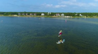 Panorama Windsurfing Körfezi Jurata Havacılık Görünümü Polonya. Yüksek kalite 4k görüntü