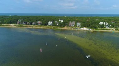 Panorama Windsurfing Körfezi Jurata Havacılık Görünümü Polonya. Yüksek kalite 4k görüntü