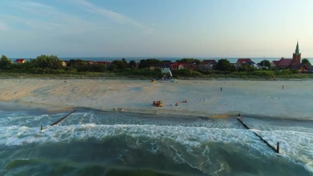 美丽的风景海滩Kuznica Krajobraz Plaza Aerial View Poland 高质量的4K镜头 — 图库视频影像