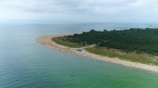 Panorama Plaża Bałtycka Hel Plaza Morze Widok Lotu Ptaka Polska — Wideo stockowe