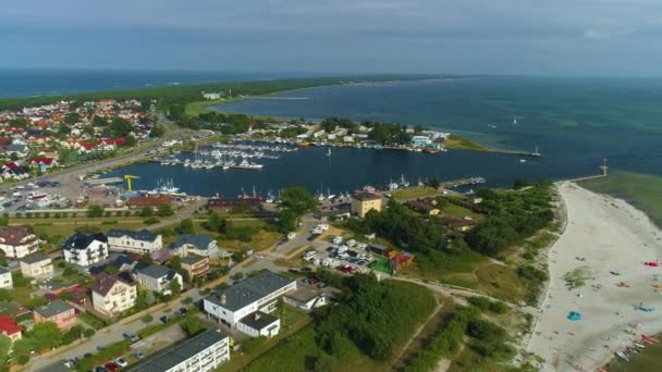 Seaport Jastarnia Port Morski Aerial View Poland Vysoce Kvalitní Záběry — Stock video