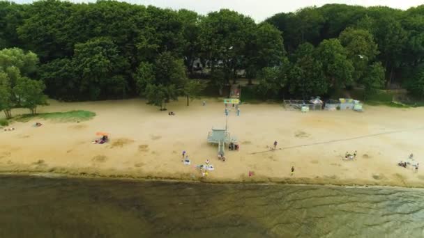 Beach Puck Plaza Zatoka Aerial View Poland Vysoce Kvalitní Záběry — Stock video