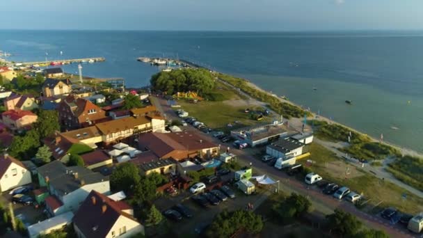 Panorama Port Kuznica Morze Luftaufnahme Polen Hochwertiges Filmmaterial — Stockvideo