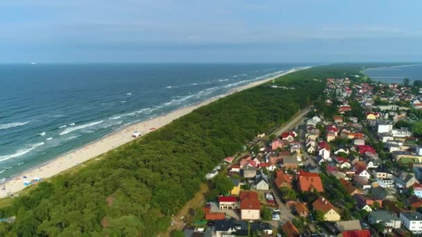 Gyönyörű Táj Jastarnia Piekny Krajobraz Aerial View Lengyelország Kiváló Minőségű — Stock videók