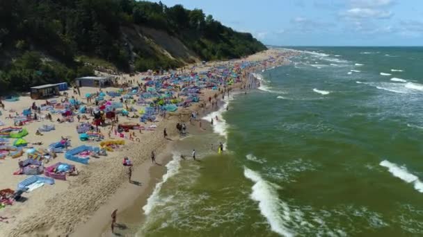 Plaża Bałtyk Jastrzebia Góra Plaza Morze Bałtyckie Widok Lotu Ptaka — Wideo stockowe