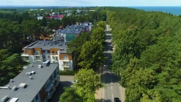 Beau Paysage Rue Principale Jastrzebia Gora Piekny Krajobraz Vue Aérienne — Video