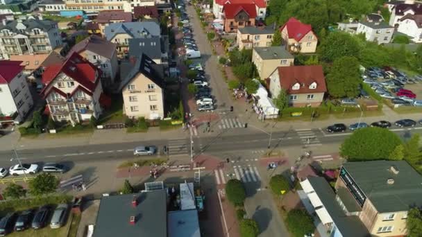 Centrum Panoramiczne Jastarni Centrum Aerial View Poland Wysokiej Jakości Materiał — Wideo stockowe