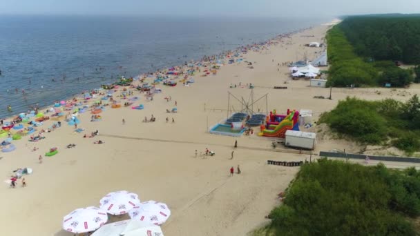 Sahil Baltık Denizi Jantar Plaza Morz Hava Görüntülü Polonya Yüksek — Stok video