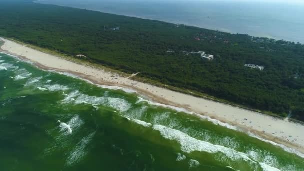 Praia Baltic Sea Jurata Plaza Morze Baltyckie Aerial View Poland — Vídeo de Stock