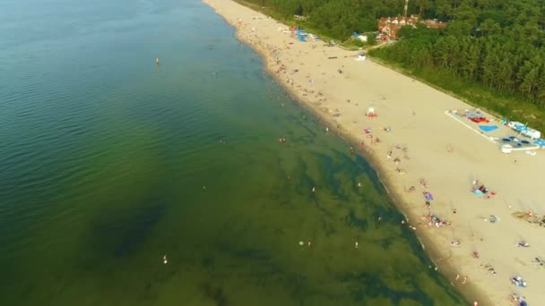 Praia Mar Báltico Stegna Plaza Morze Baltyckie Vista Aérea Polônia — Vídeo de Stock