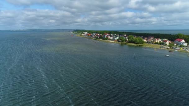 Beautiful Bay Landscape Chalupy Zatoka Krajobraz Aerial View Poland High — Stock Video