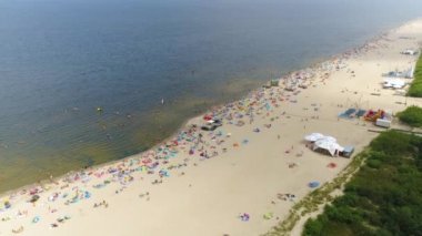 Sahil Baltık Denizi Jantar Plaza Morz Hava Görüntülü Polonya. Yüksek kalite 4k görüntü