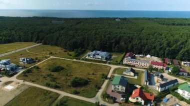 Güzel Baltık Denizi Ustka Morze Krajobraz Hava Görüntüsü Polonya. Yüksek kalite 4k görüntü