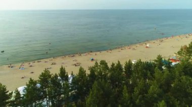 Güzel Plaj Stegna Plaza Havadan Görünüm Polonya. Yüksek kalite 4k görüntü