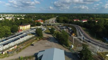 Panorama Tren İstasyonu Ustka Dworzec Pkp Hava Görüntülü Polonya. Yüksek kalite 4k görüntü