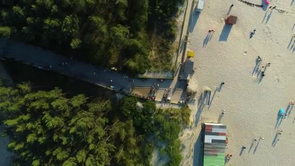 Top Beach Baltic Sea Leba Plaza Luftaufnahme Polen Hochwertiges Filmmaterial — Stockvideo